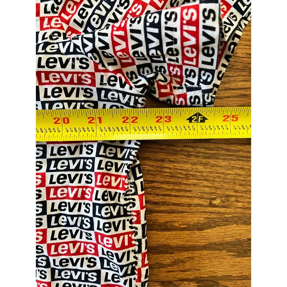 Levis Supima Cotton Short Sleeve Button Down Shirt AOP Logo Print Men's Large